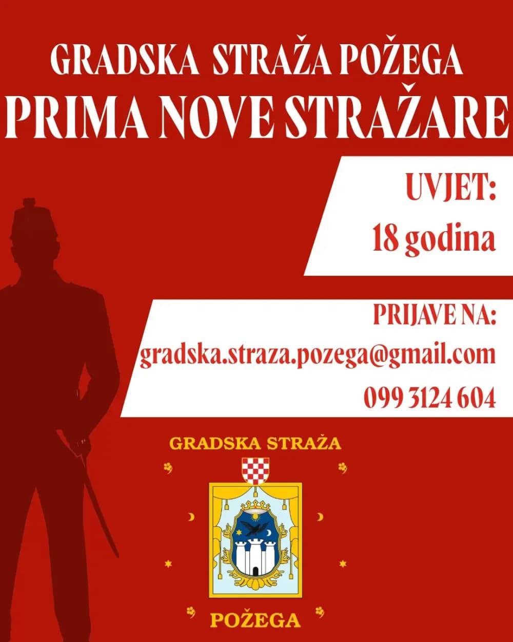 Postani dio Gradske straže Požega: Otvorene prijave za nove stražare