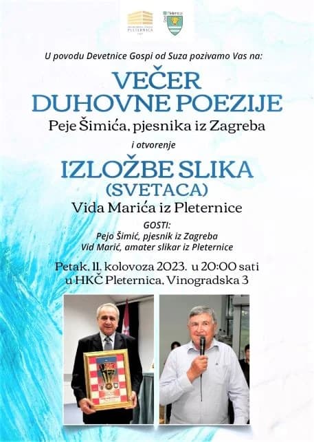 U PETAK „KNJIGNIK“ U PLETERNICI: Na Trgu bećarca program za djecu i mlade, u Knjižnici večer duhovne poezije i izložba slika